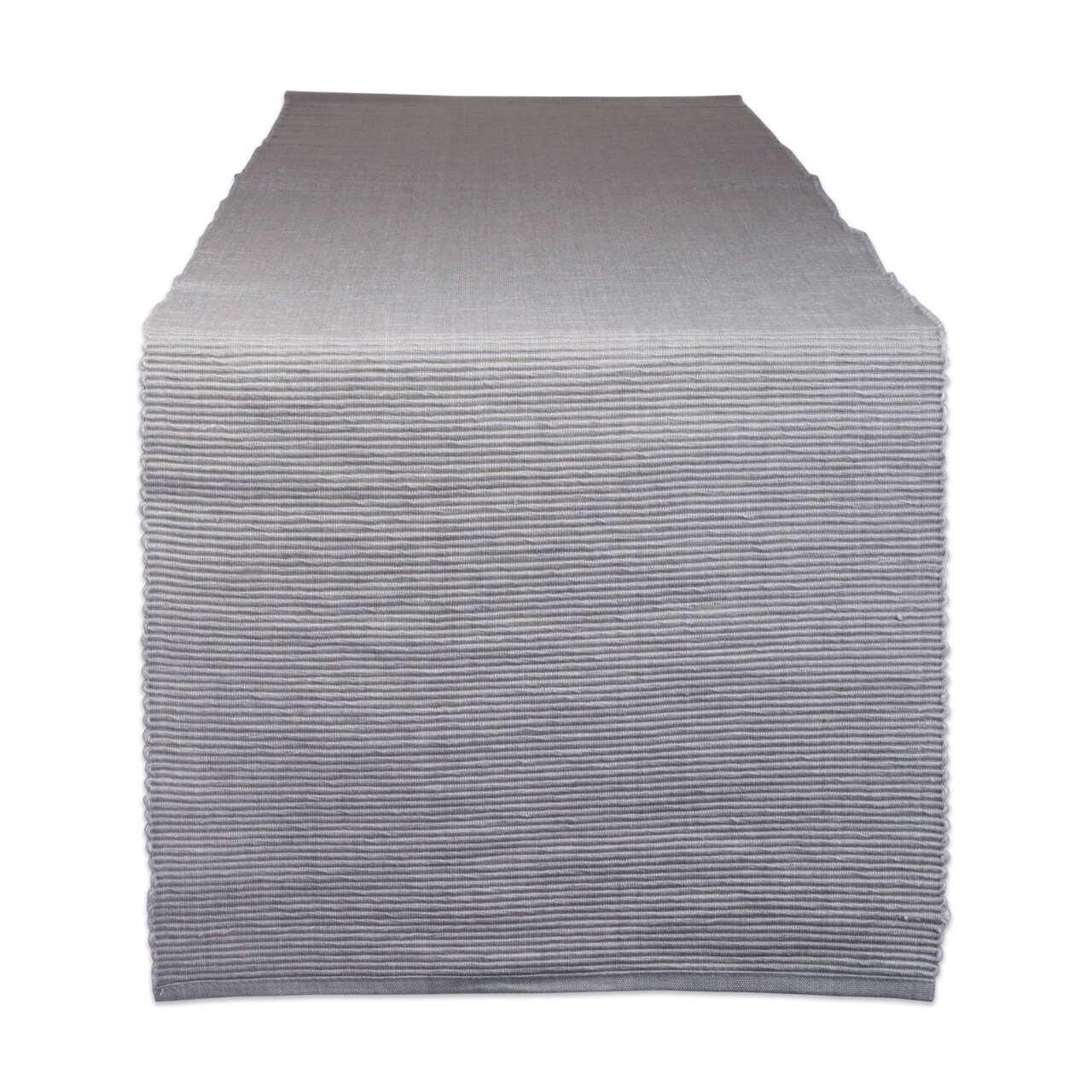 Contemporary Home Living Ribbed Table Runner with Scalloped Hems - 72" - Gray